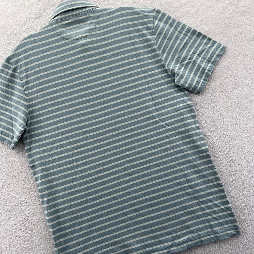 Faherty Isle Polo Shirt Men Small Blue Grey Striped Short Sleeve‎ Cotton Casual - Picture 13 of 14